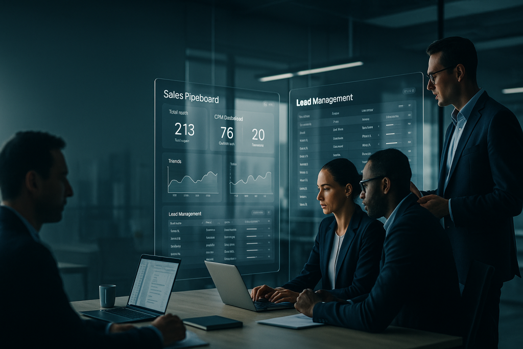CRM vendite su dashboard cloud per gestione lead, trattative e clienti aziendali