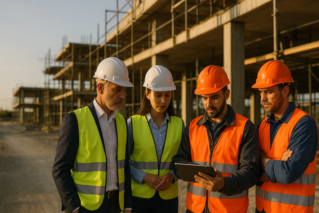 Impresa subappaltatrice al lavoro in cantiere con gestione digitale di commesse e documenti