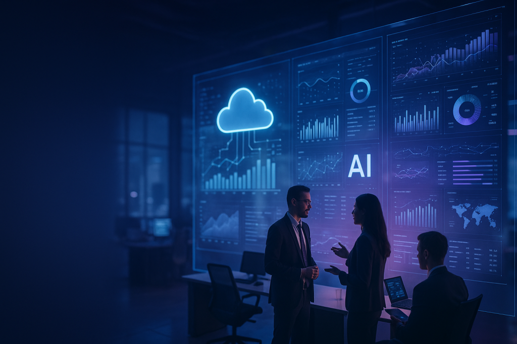 Piattaforma intelligenza artificiale per aziende con dashboard cloud e analisi dati